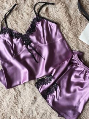 Damskie Koronkowe Satynowe Piżamy Camisole Short Sets Seksowna Bielizna Nocna