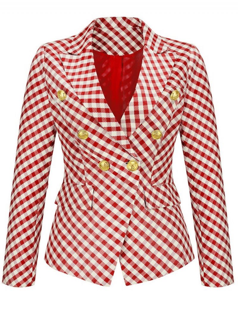 Dwurzędowa Marynarka Z Karbowaną Klapą Houndstooth Fall Regular Casual Blazer