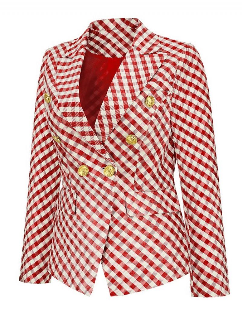 Dwurzędowa Marynarka Z Karbowaną Klapą Houndstooth Fall Regular Casual Blazer