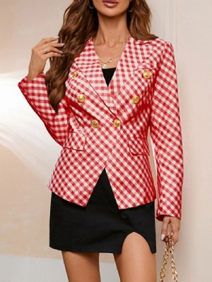 Dwurzędowa Marynarka Z Karbowaną Klapą Houndstooth Fall Regular Casual Blazer