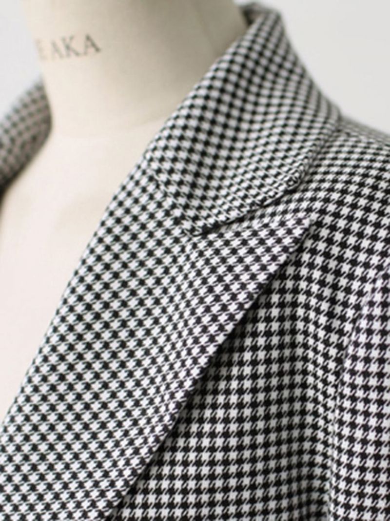 Houndstooth Blazer Damska Slim Houndstooth One Button Damska Marynarka