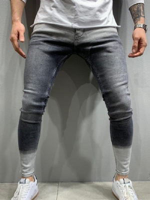 Kieszeń Gradient Pencil Pants Zipper Mikro-Elastyczne Męskie Dżinsy Na Co Dzień