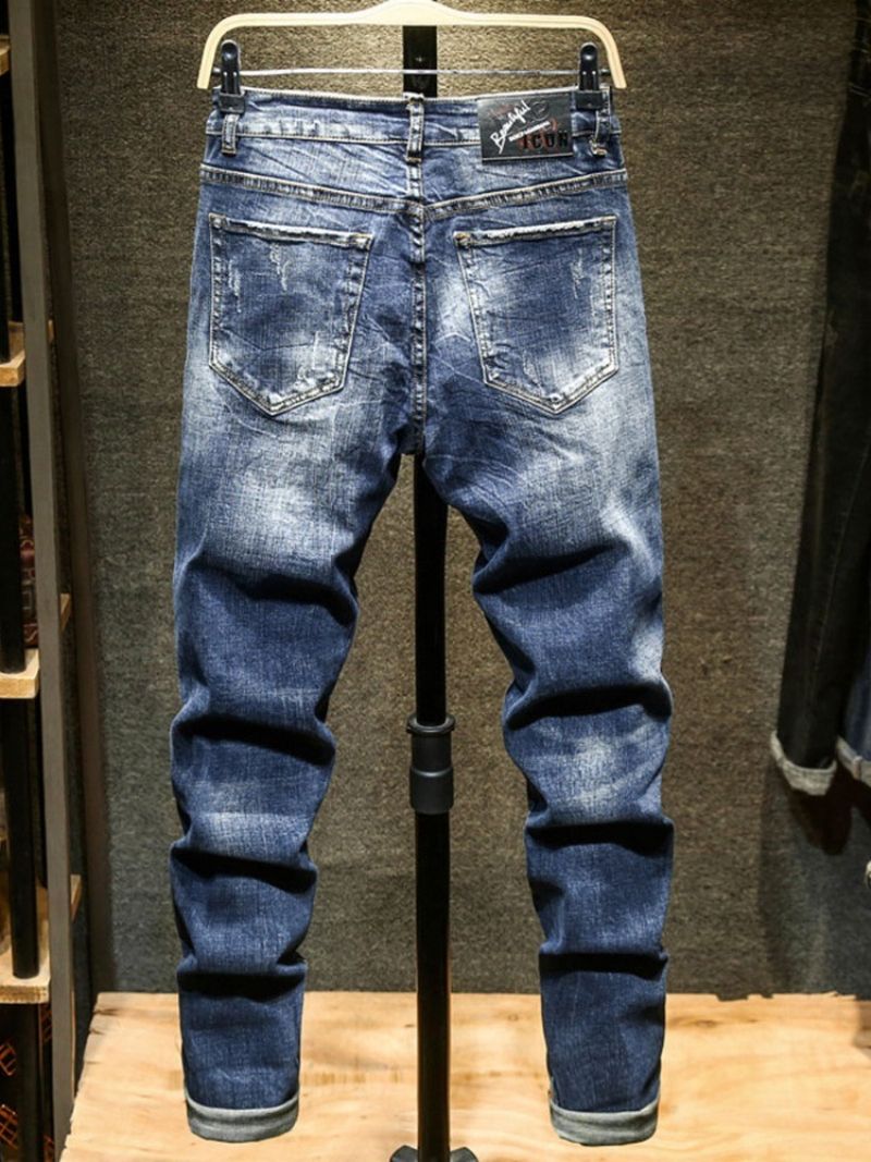 Zużyte Ołówkowe Spodnie Z Literami Zipper European Jeans