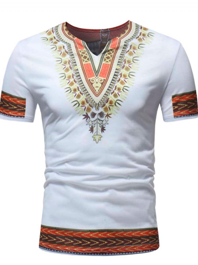 African Moda Dashiki Printed Slim Męska Koszulka Z Krótkim Rękawem