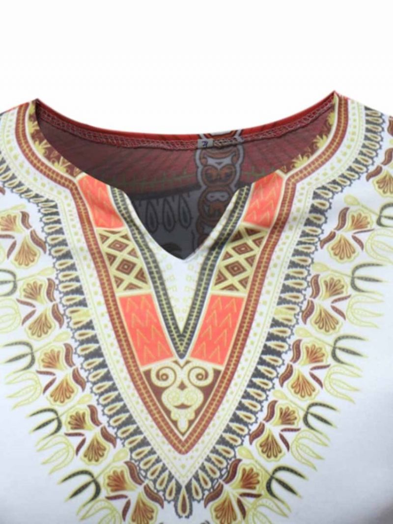 African Moda Dashiki Printed Slim Męska Koszulka Z Krótkim Rękawem