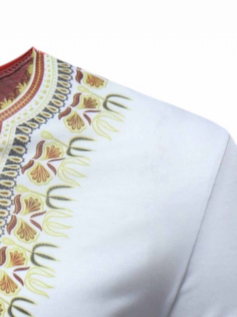 African Moda Dashiki Printed Slim Męska Koszulka Z Krótkim Rękawem