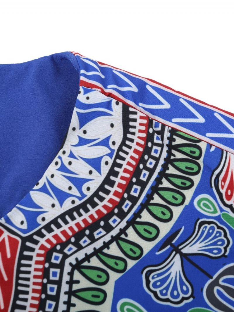 African Moda Prosta Koszulka Męska Z Dekoltem W Szpic Z Nadrukiem Dashiki