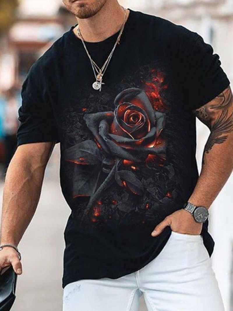 T-Shirt Z Krótkim Rękawem I Okrągłym Dekoltem Z Nadrukiem W Stylu Casual