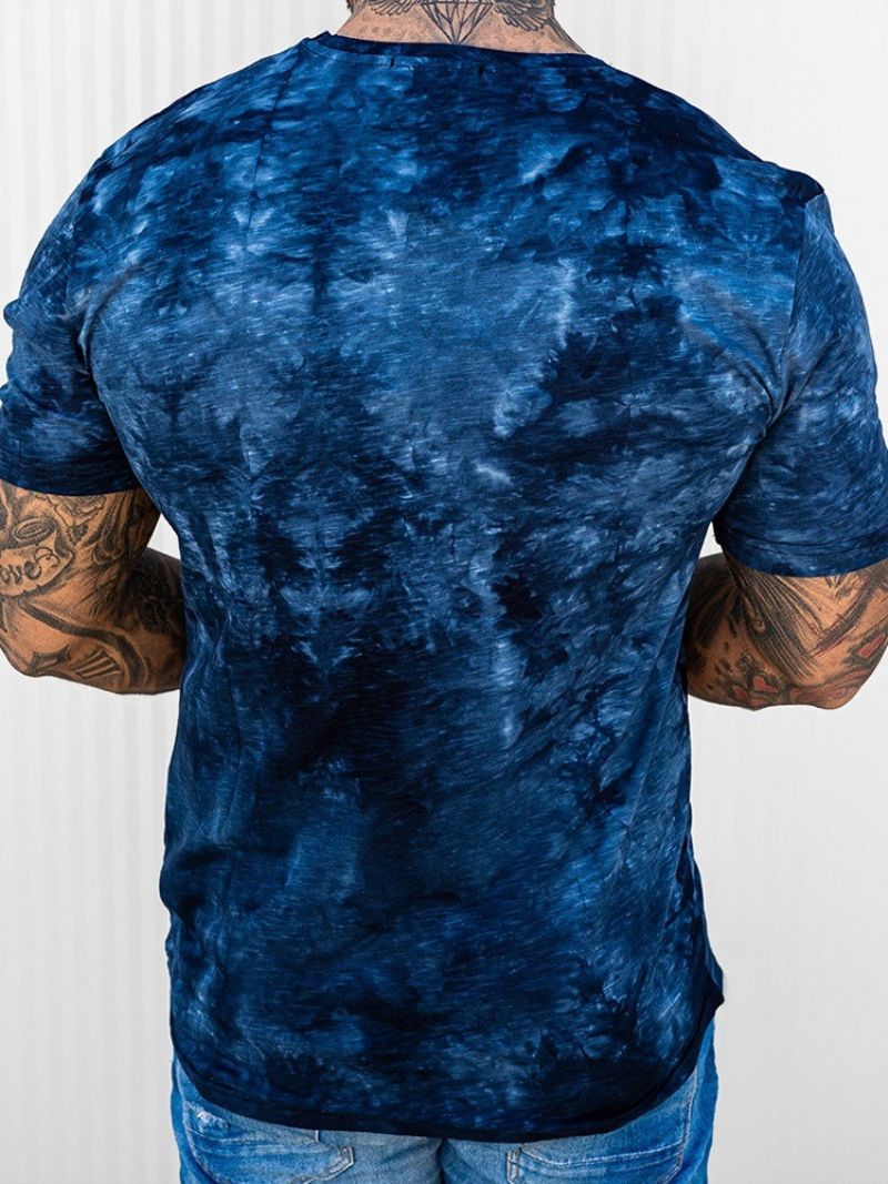 T-Shirt Z Okrągłym Dekoltem Tie-Dye O Wąskim Kroju