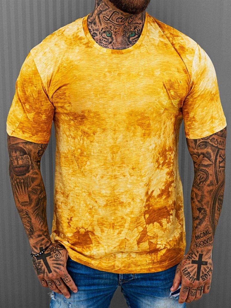 T-Shirt Z Okrągłym Dekoltem Tie-Dye O Wąskim Kroju