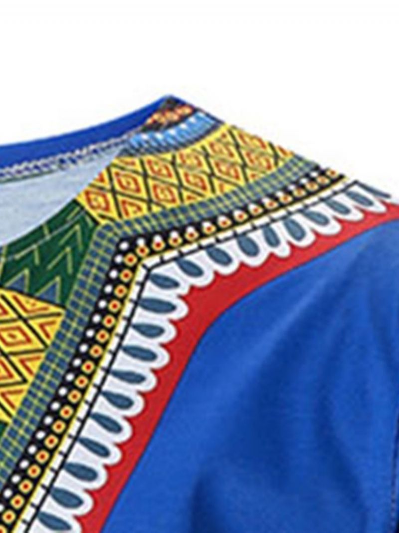 African Moda Dashiki Etniczna Męska Koszulka Z Krótkim Rękawem