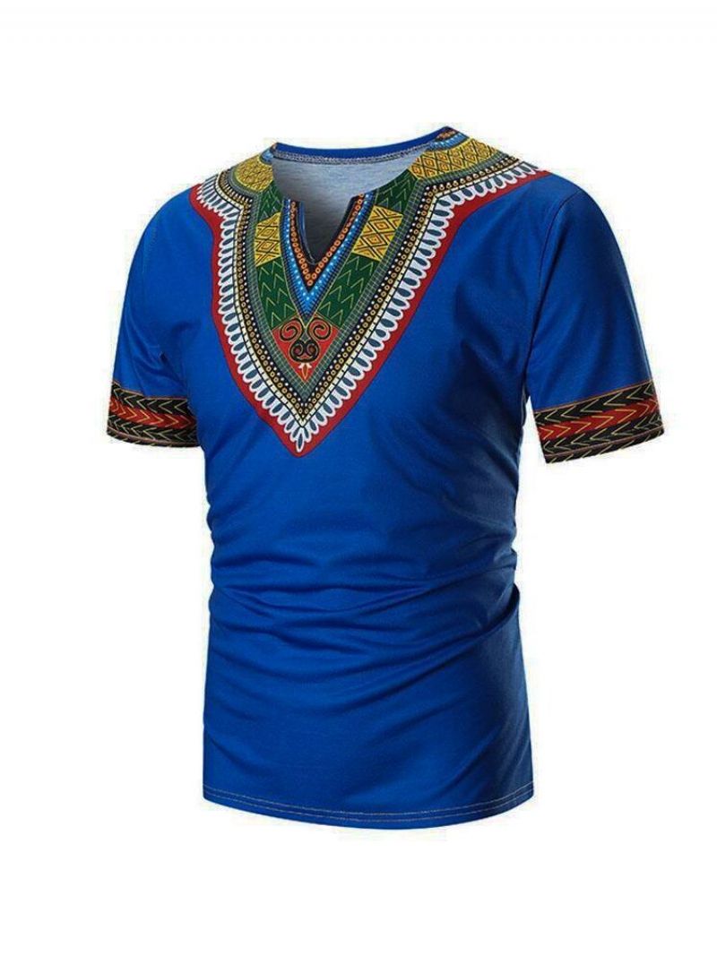 African Moda Dashiki Etniczna Męska Koszulka Z Krótkim Rękawem