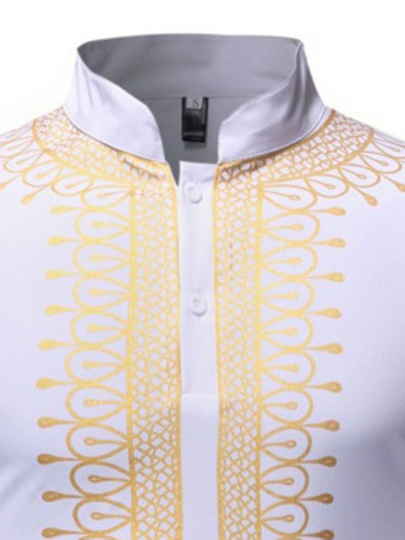 African Moda Dashiki Stand Collar Męska Koszula Slim