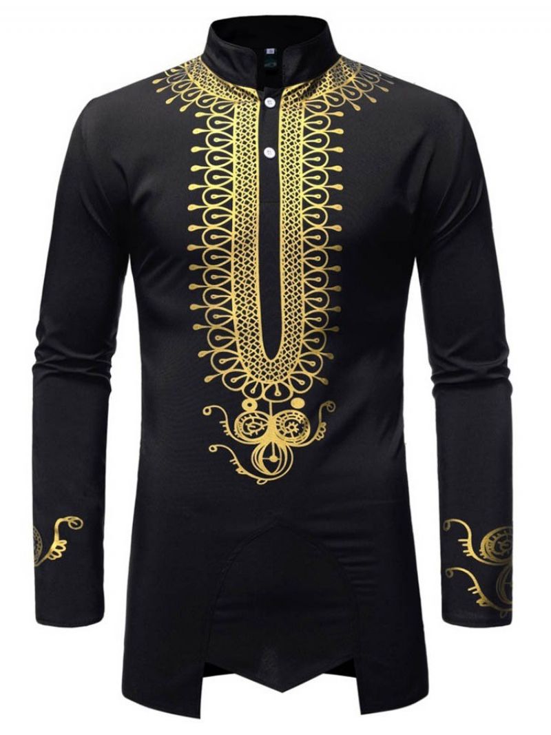 African Moda Dashiki Stand Collar Męska Koszula Slim