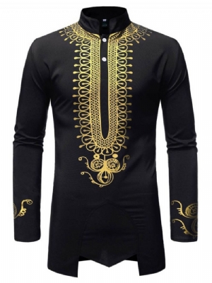 African Moda Dashiki Stand Collar Męska Koszula Slim