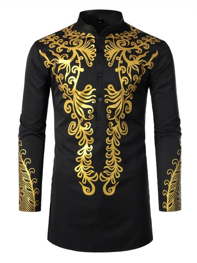 African Moda Stand Collar Dashiki Slim Męska Koszula