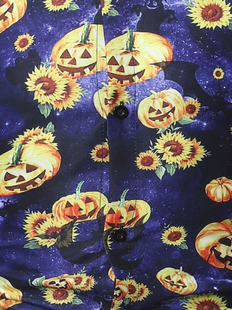 Floral Casual Lapel Męski Kostium Na Halloween Slim Shirt