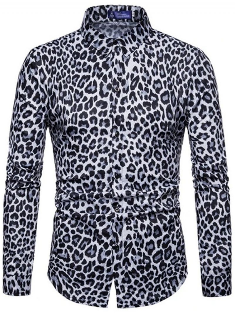 Męska Wąska Koszula W Stylu Casual Lapel Leopard