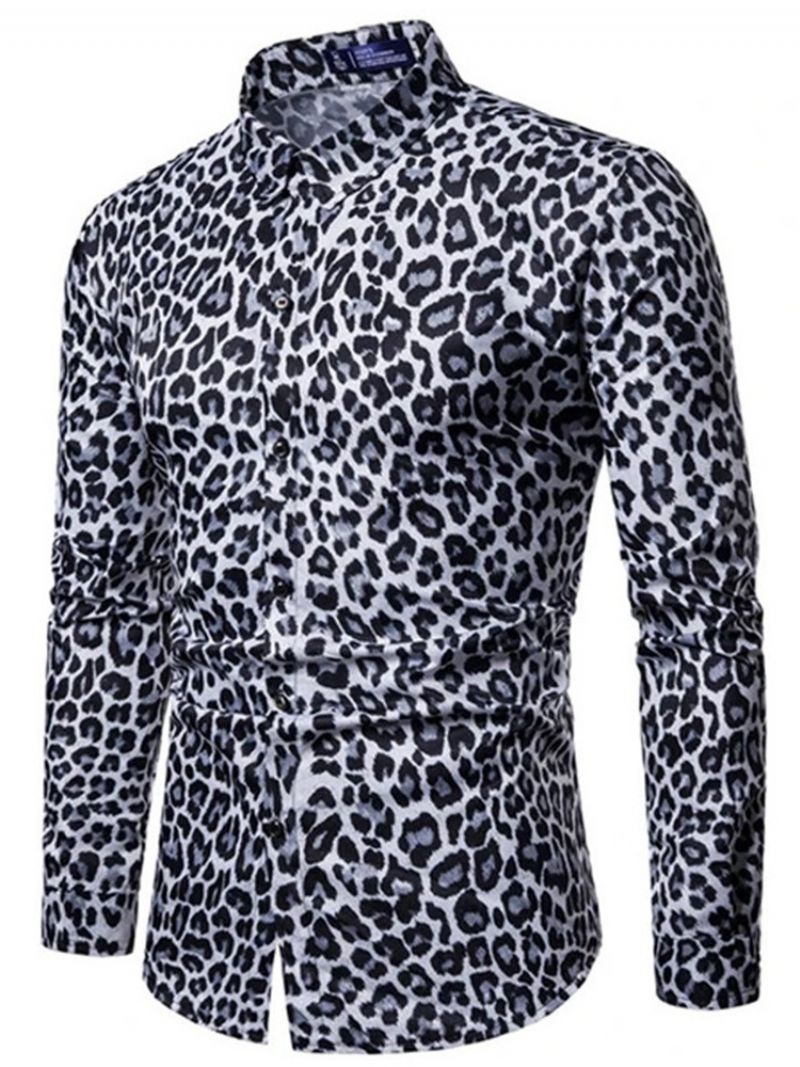 Męska Wąska Koszula W Stylu Casual Lapel Leopard