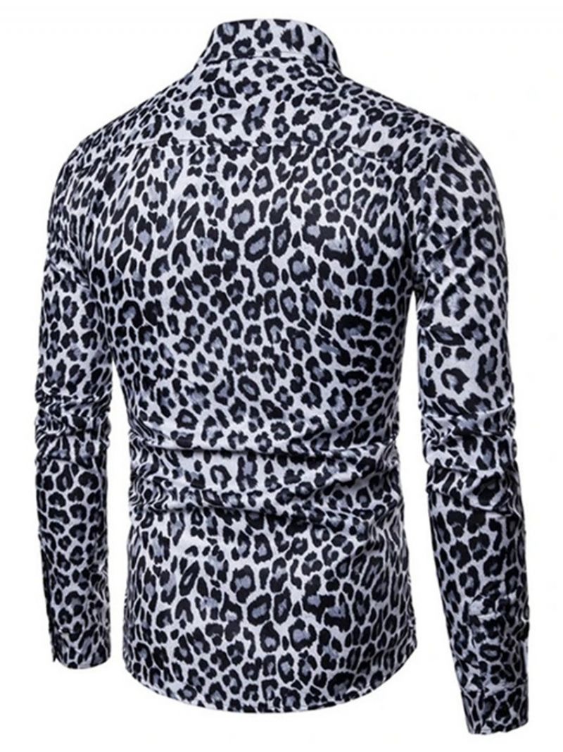 Męska Wąska Koszula W Stylu Casual Lapel Leopard