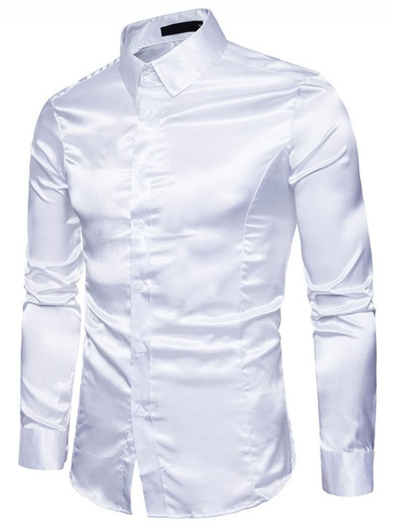 Moda Plain Lapel Jesień Slim Shirt