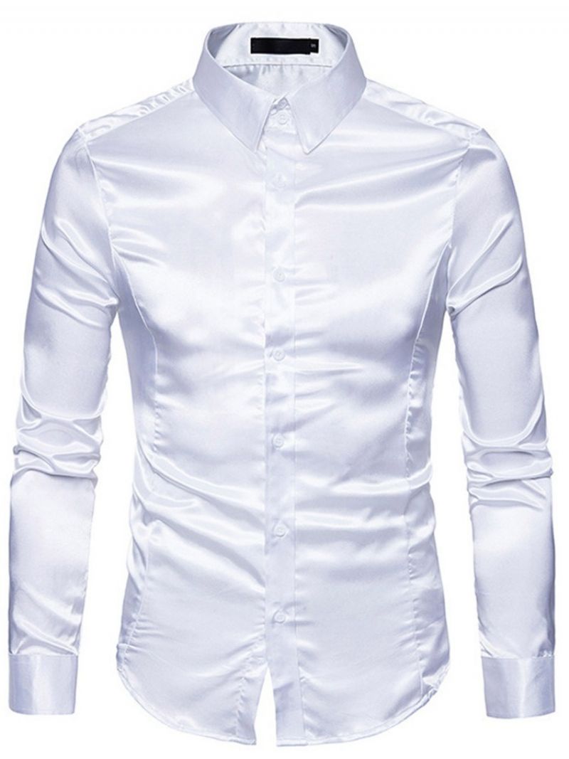 Moda Plain Lapel Jesień Slim Shirt