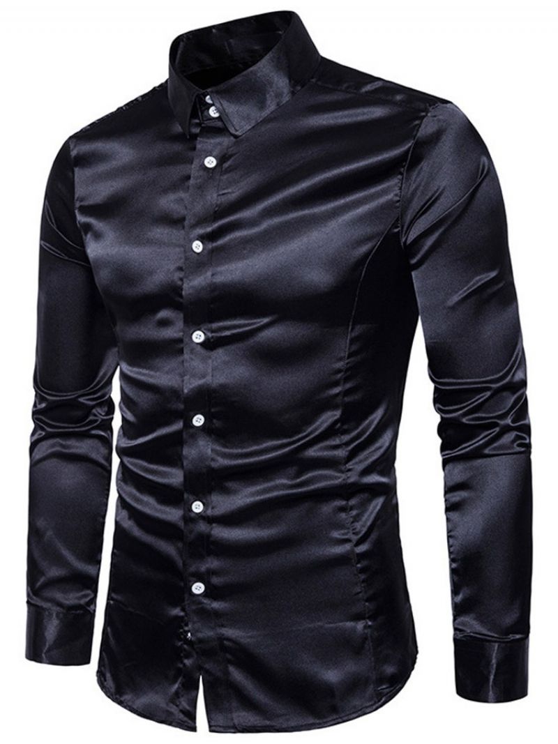 Moda Plain Lapel Jesień Slim Shirt