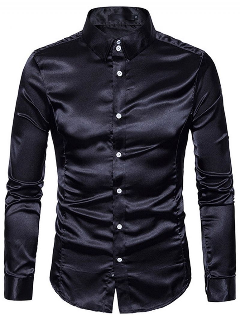 Moda Plain Lapel Jesień Slim Shirt