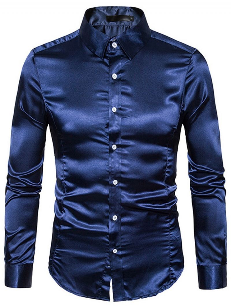 Moda Plain Lapel Jesień Slim Shirt