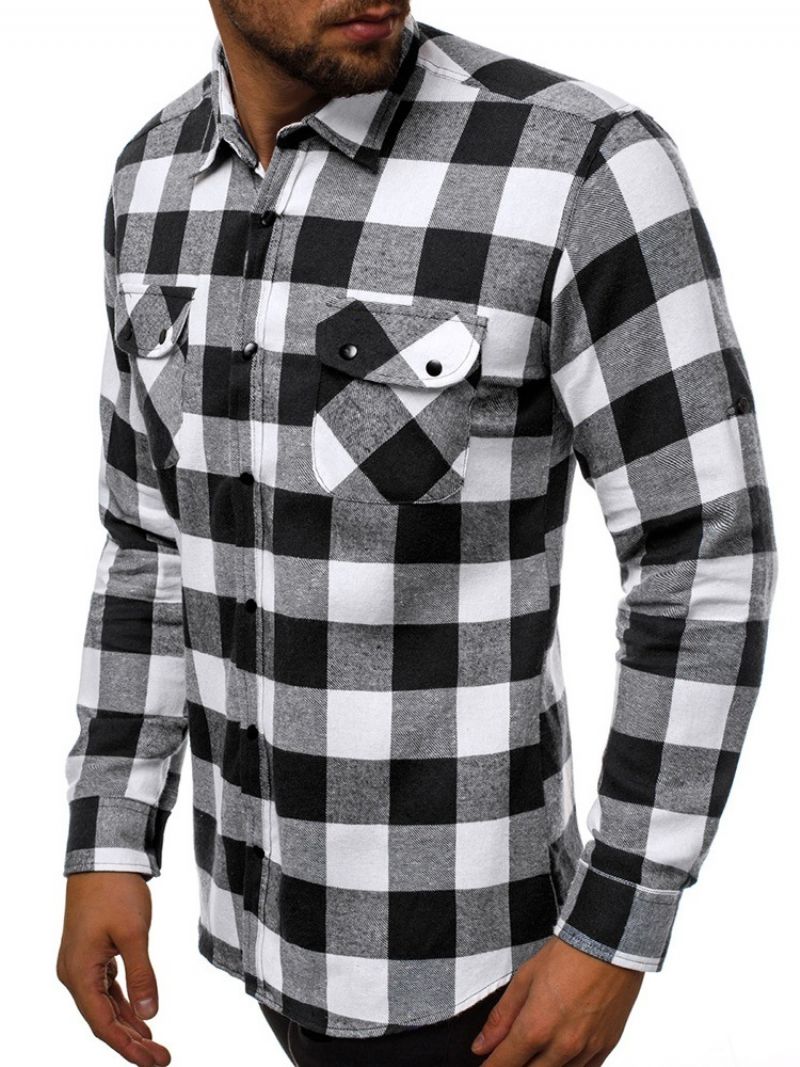 Plaid Pocket England Slim Jednorzędowa Koszula