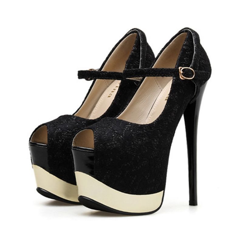 Platforma Szpilki Peep Toe Buckle Damskie Buty Balowe