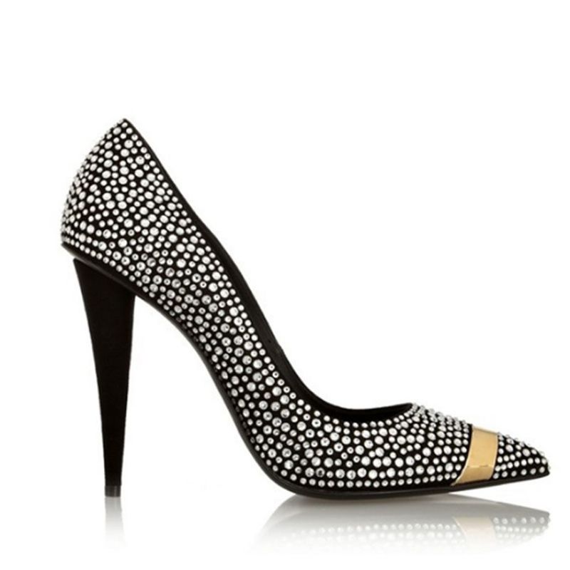 Szpilki Szpiczasty Nosek Rhinestone Damskie Buty Na Bal