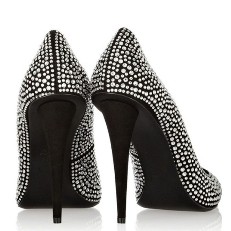 Szpilki Szpiczasty Nosek Rhinestone Damskie Buty Na Bal