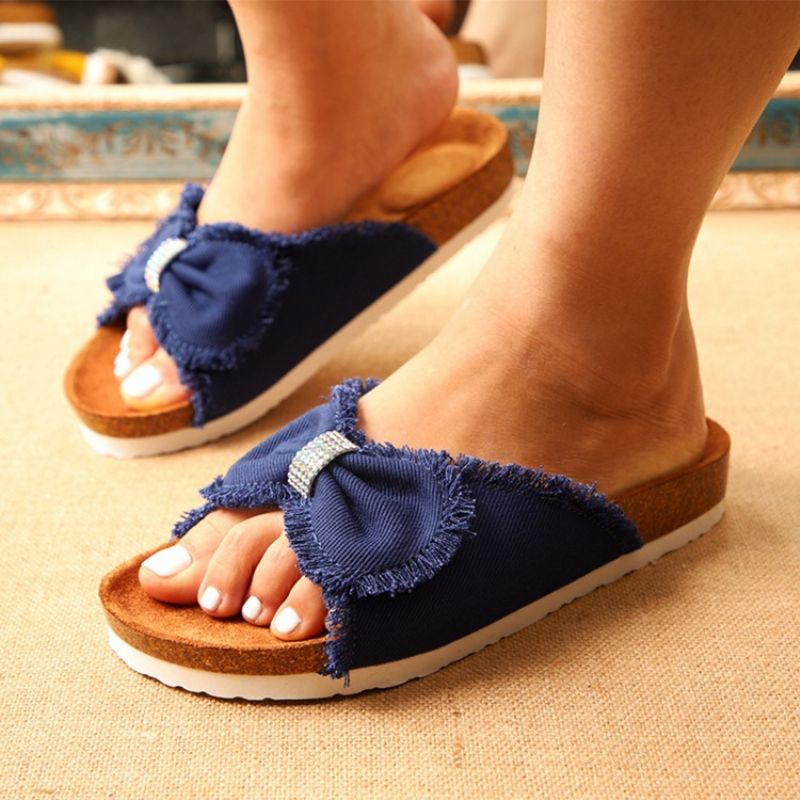 Slip-On Toe Ring Bow Koreańskie Kapcie Damskie