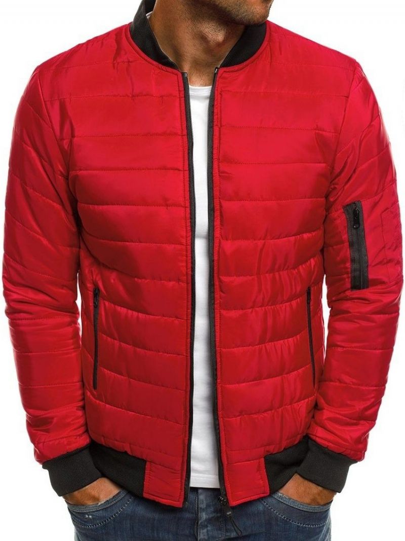 Patchworkowa Kolorowa Bluza Ze Stójką Na Zamek Błyskawiczny Casual Down Jacket