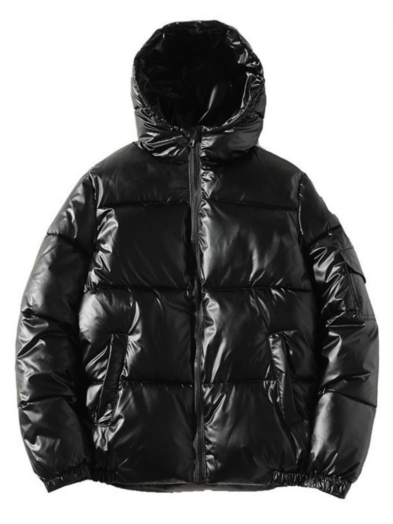 Zwykły Zamek Błyskawiczny Z Kapturem Casual Down Jacket