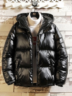 Zwykły Zamek Błyskawiczny Z Kapturem Casual Down Jacket