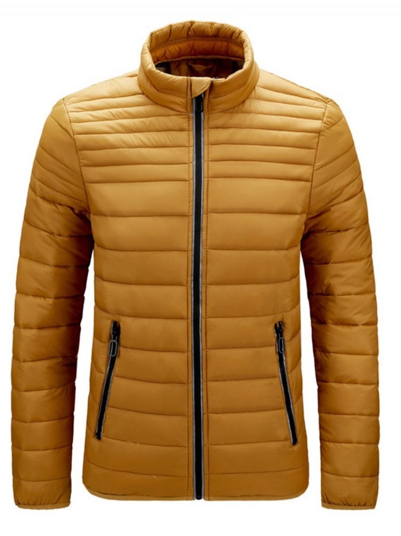 Zwykły Zamek Ze Stójką Casual Zipper Down Jacket