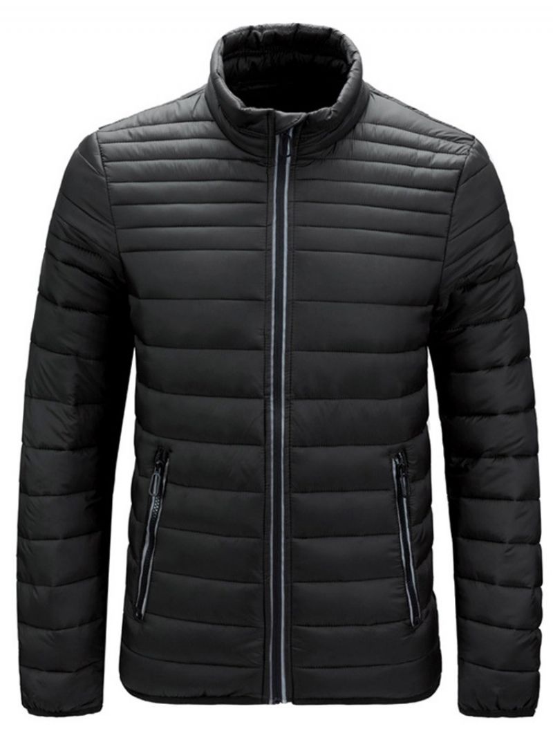 Zwykły Zamek Ze Stójką Casual Zipper Down Jacket