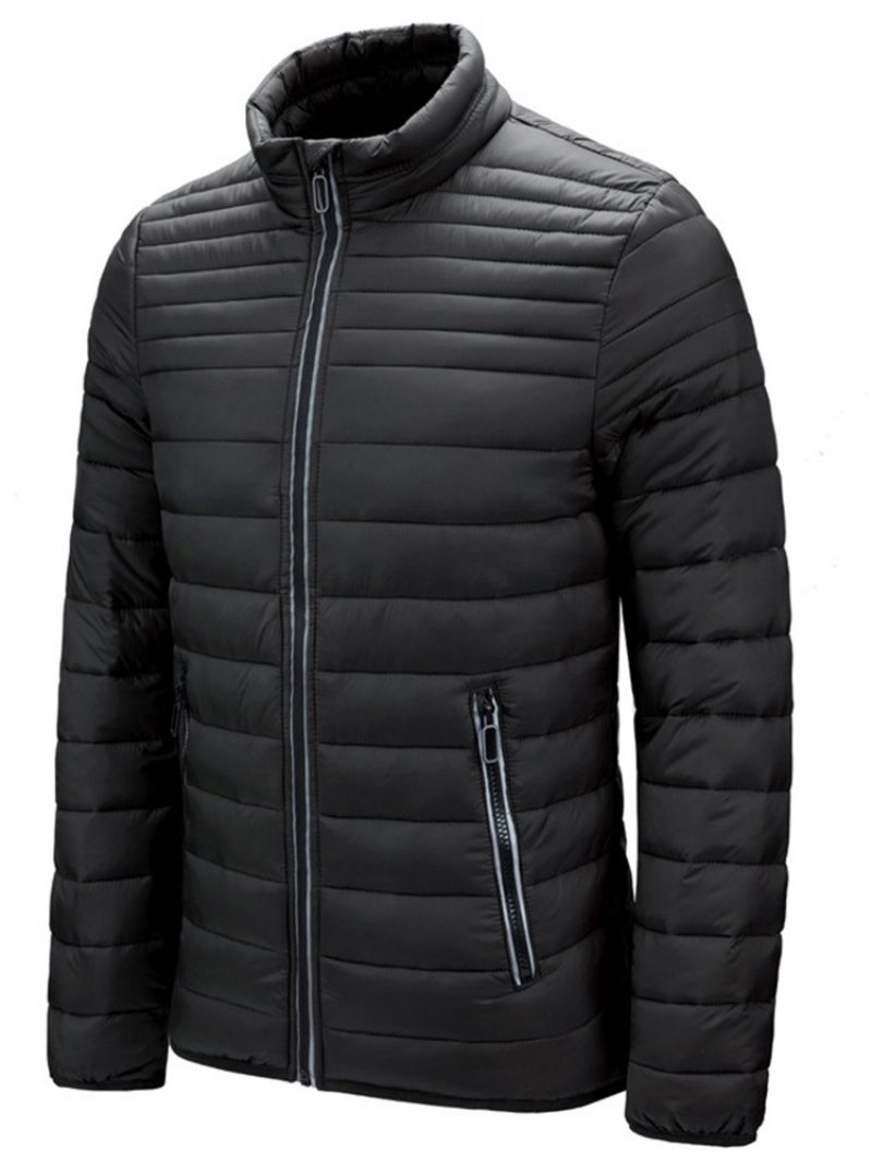 Zwykły Zamek Ze Stójką Casual Zipper Down Jacket