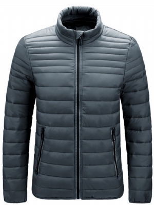 Zwykły Zamek Ze Stójką Casual Zipper Down Jacket