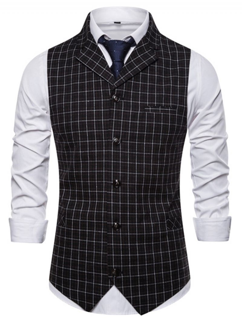 Plaid Button Spring Ol Kamizelka