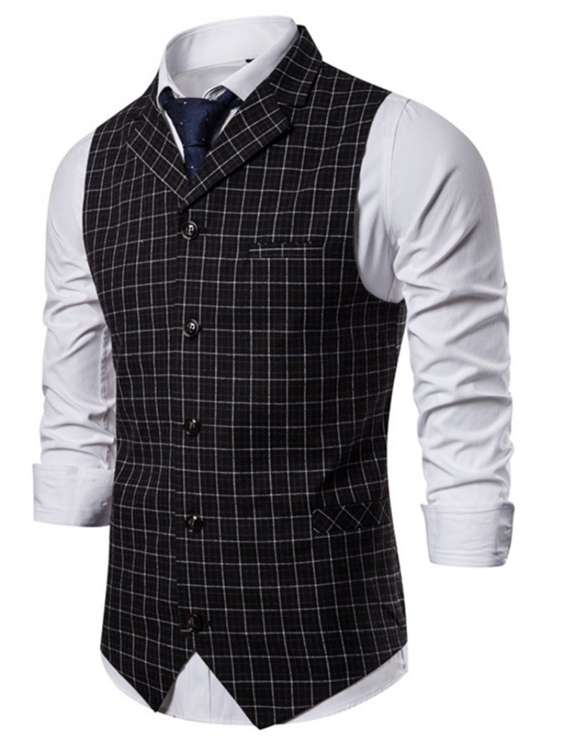 Plaid Button Spring Ol Kamizelka