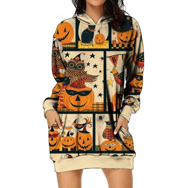 Bluza Z Kapturem Z Długim Rękawem I Kieszenią Na Halloween