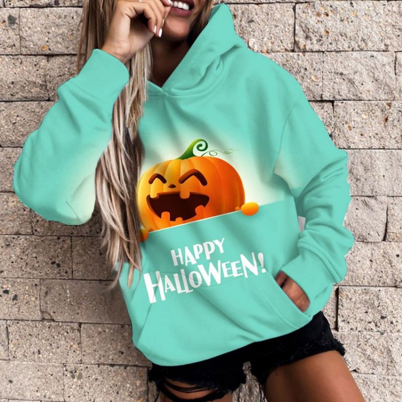 Bluza Z Kapturem Z Długim Rękawem Z Nadrukiem Na Halloween