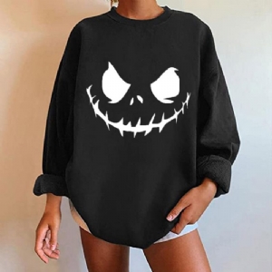 Bluza Z Kapturem Z Okrągłym Dekoltem Z Nadrukiem Halloween