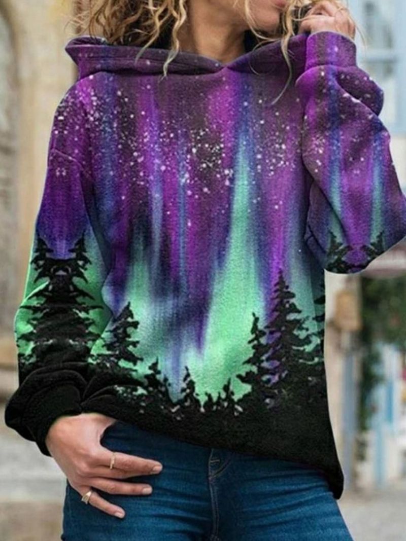 Standardowa Damska Bluza Z Kapturem Galaxy Print Regular