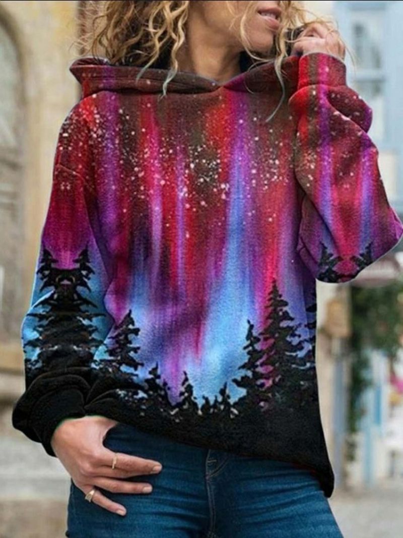 Standardowa Damska Bluza Z Kapturem Galaxy Print Regular