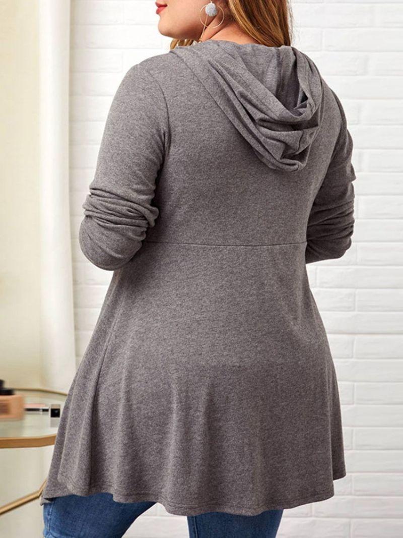 Plus Size Cienki Sweter Damski Z Długim Rękawem I Guzikami