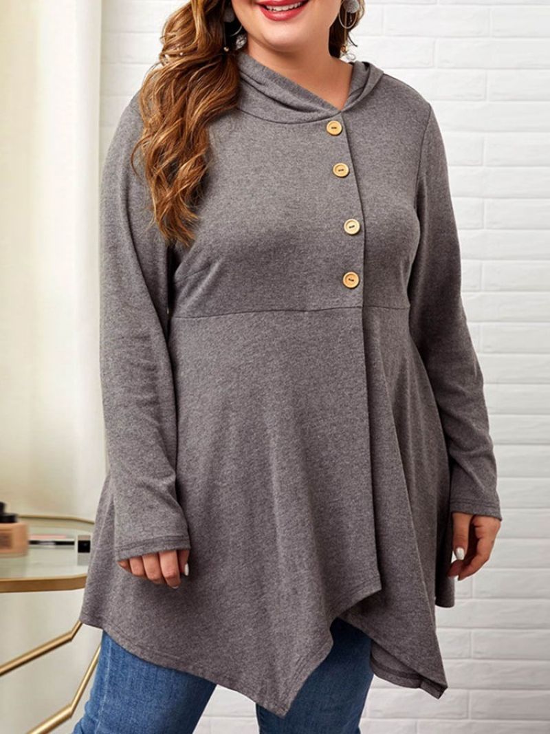 Plus Size Cienki Sweter Damski Z Długim Rękawem I Guzikami